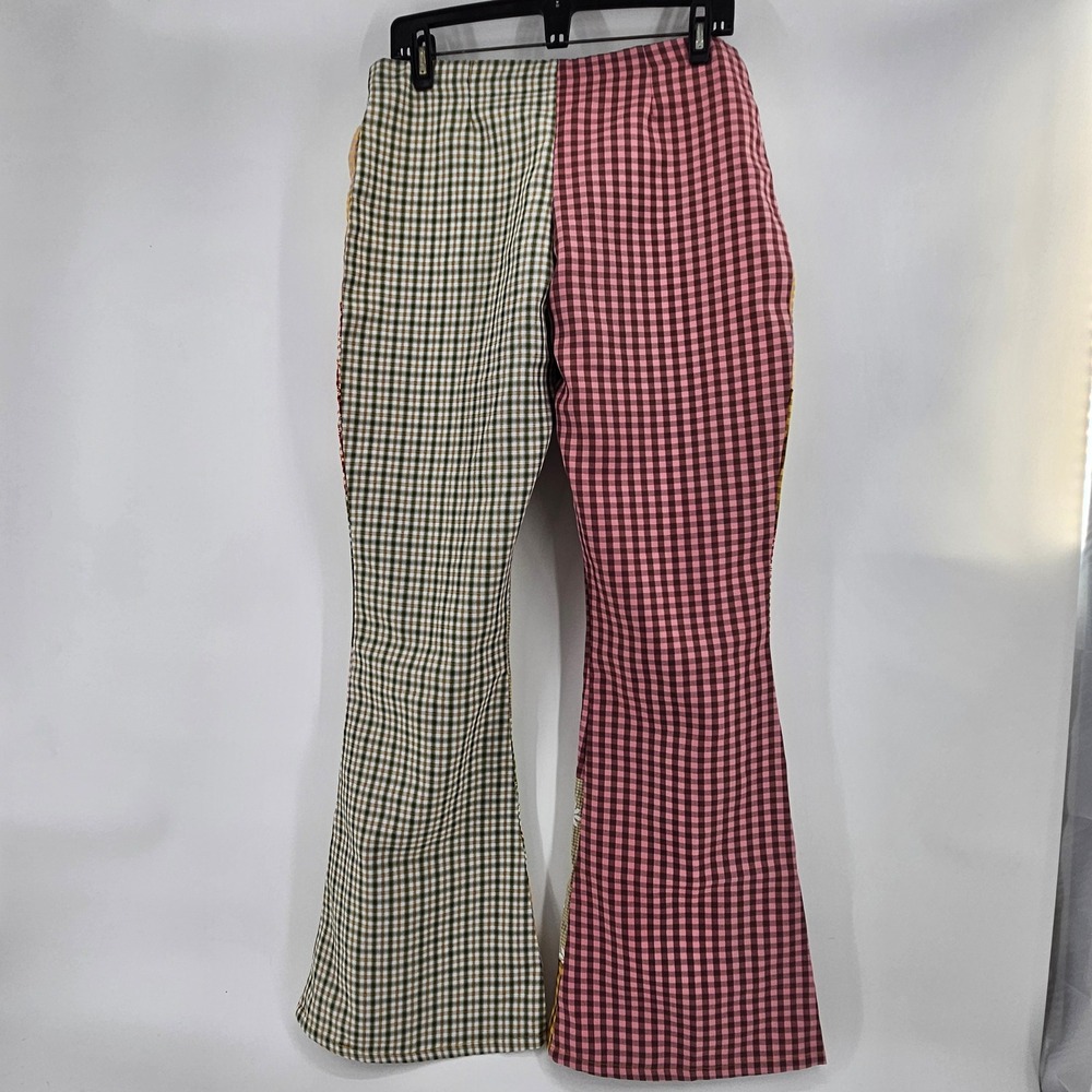 The Ragged Priest Patchwork Flare Pants Festival Boho Daisy Gingham Sz 12 Hippie - Picture 2 of 10